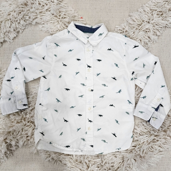 🦖 H&M 3T-4T boys button-up dinosaur shirt and green pants - Picture 4 of 10